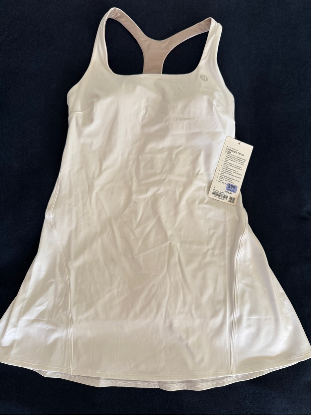 lululemon athletica Cream Racerback Tennis Dress with Built-In Support